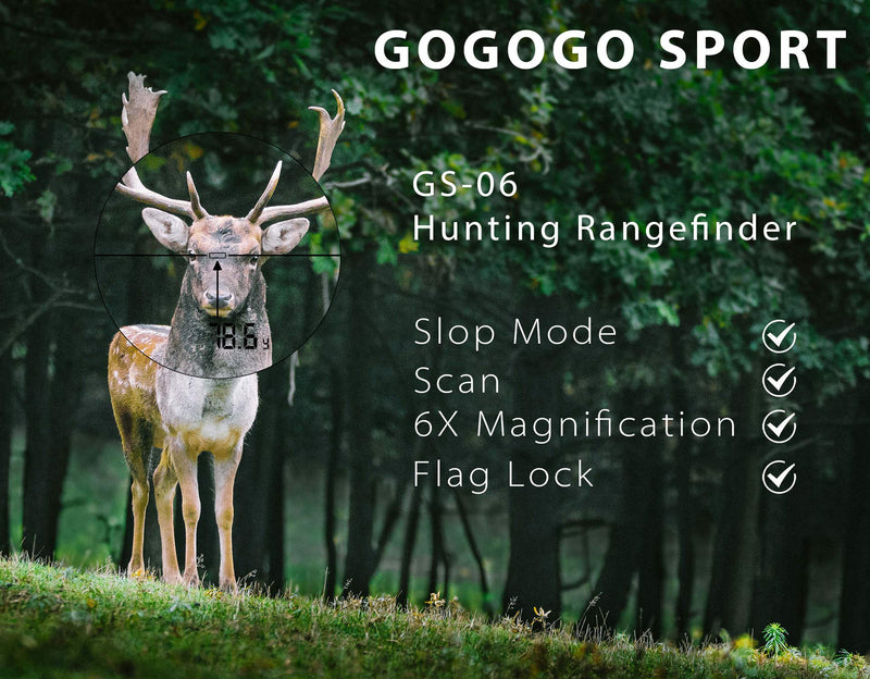 Gogogo Sport Vpro 6X Hunting Laser Rangefinder Bow Range Finder Camo Distance Measuring Outdoor Wild 650/1200Y with Slope High-Precision Continuous Scan 1200Y