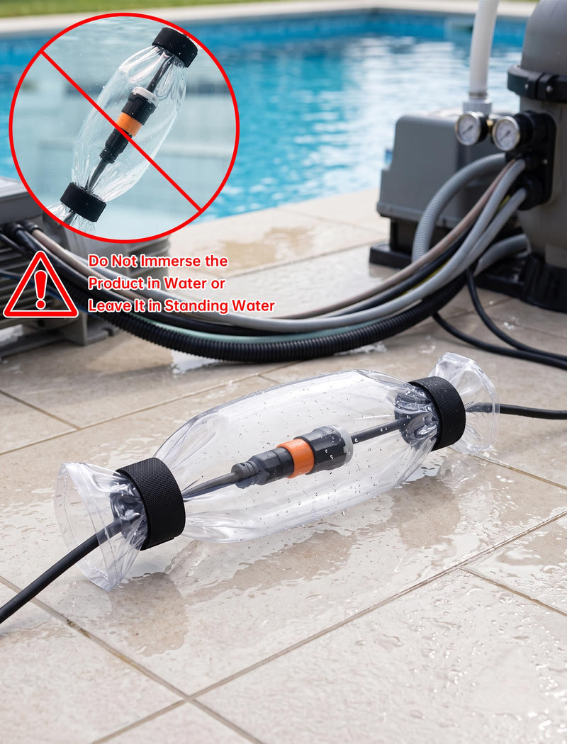 Tomorotec Outdoor Extension Cord Cover Waterproof Heavy Duty PVC for RV | Transparent PVC Shows Joints Instantly, Tool-Free Roll-Up Buckle Shields Generator And Holiday Light Plugs