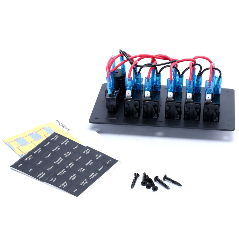 Amarine Made 5 Gang Aluminium LED Rocker & CIG Socket & Circuit Breaker Waterproof Marine/Boat/rv Switch Panel AM62-PN-LB5Z/S