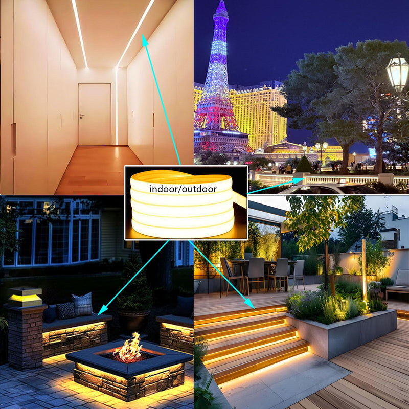 Silicone Soft LED Strip 12V Low Voltage 16.5 FT Step Light 3000K Warm White Light,IP68 Waterproof Outdoor Landscape Lighting,LED Landscape Lighting,Suitable for Courtyard Wall Stairs