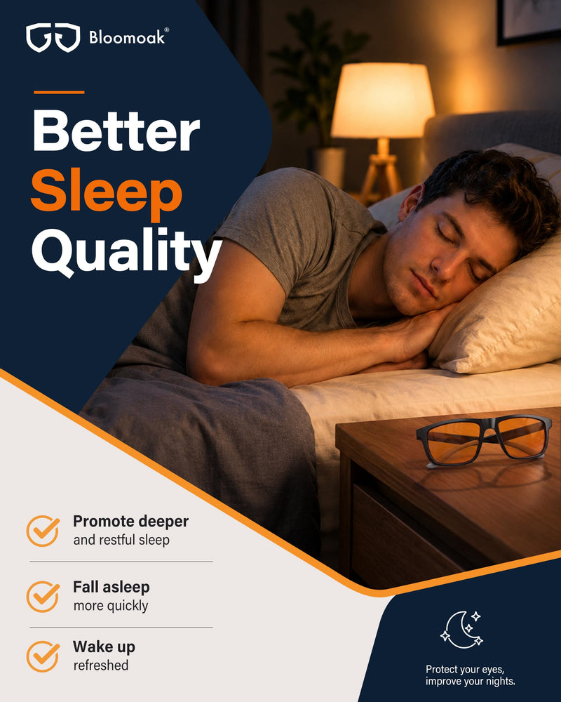 99% XXL Blue Light Glasses for Big Heads,160mm Wide Frame for Screens, Relieve Eye Strain, Improve Sleep, Anti Glare Orange Lens - DayNight