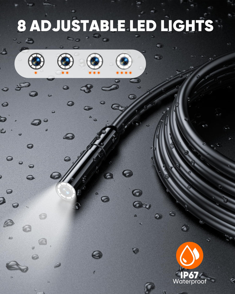 T TAKMLY Endoscope Camera with Light, 4.3'' Inspection Snake Cameras, 1080P HD Borescope, Dual Lens, IP67 Waterproof Snake Camera for Inspecting Walls, Vents, Automotive Engines, Pipes, 16.4FT Blue