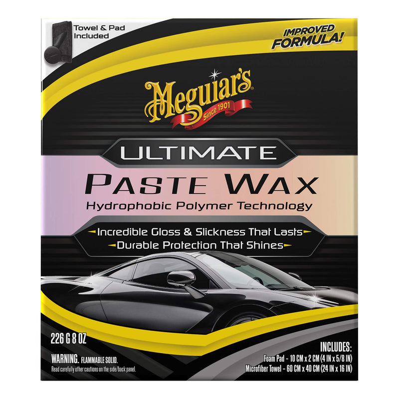 Meguiar's Ultimate Paste Wax - Premium Car Wax for a Deep, Reflective Shine Gloss with Long-Lasting Protection - Easy to Apply and Remove, Microfiber Towel and Applicator Included, 8 Oz Paste 8 Ounce (Pack of 1)