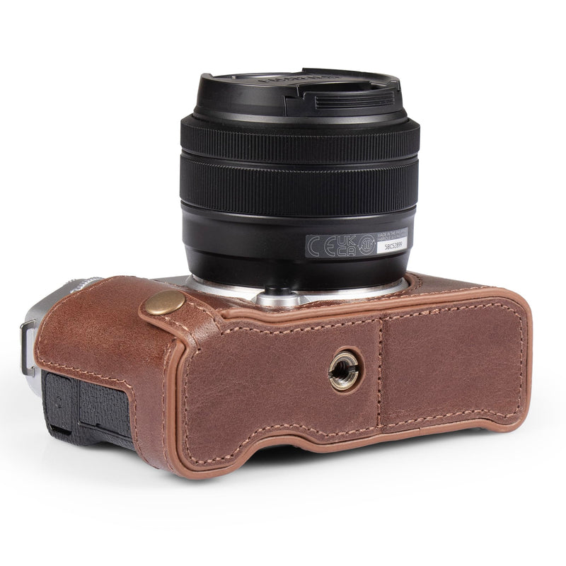 MegaGear Genuine Leather Half Camera Case Compatible with Fujifilm X-M5 Black
