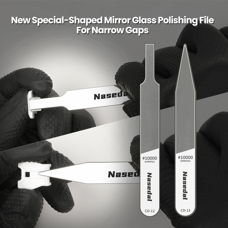 7pcs Hobby Model Glass File Kit for Gunpla, Scale Model 3D Print Polishing Tool #10000 Grit Ultra Fine Glass Mirror Sanding Files for Gundam Buidling, Plastic, Wood & Resin Parts 7pcs Complete Kit