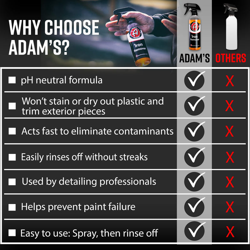 Adam's Polishes Iron Remover (16oz) - Iron Out Fallout Rust Remover Spray for Car Detailing | Remove Iron Particles in Car Paint, Motorcycle, RV & Boat | Use Before Clay Bar, Car Wax or Car Wash 16 fl. oz