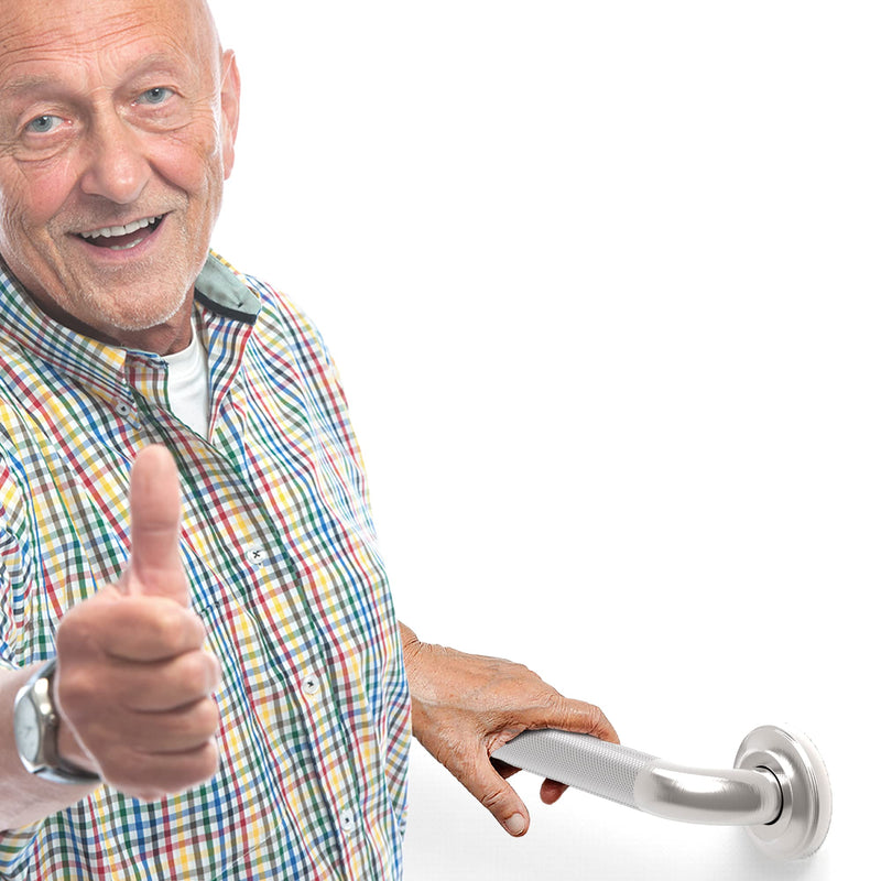 1-1/4" Knurled Grab Bar, ADA Compliant Bath Safety Shower Handrail, Bathroom Mobility Aid Handle for Seniors and Disabled, Heavy Duty 500lbs Support 9in Brushed Nickel