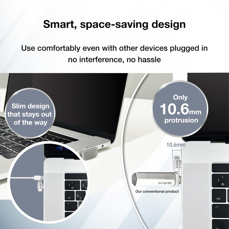 SUNEAST Portable SSD Nano Silver 128GB External Solid State Flash Drive | Read 450 MB/s, Write 400 MB/s, Ultra-Compact USB-C 3.2, exFAT, 2.8 g, Works with iOS, Windows, macOS, Linux, Android