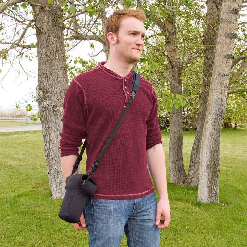 OP/TECH USA Soft Pouch – Compact digital camera case, lightweight accessories pouch, sleek neoprene sleeve for DSLR, perfect for backpacks & travel – durable protection in style | D-SLR| Black D-midsize Pro