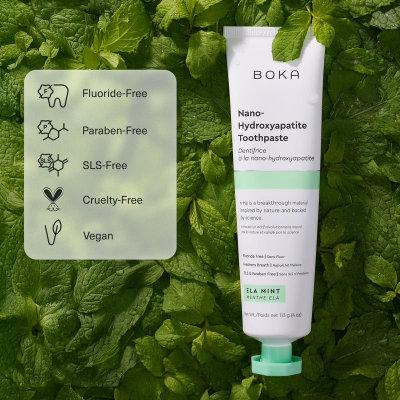 Boka Fluoride Free Toothpaste, Nano Hydroxyapatite Toothpaste, Appropriate for Sensitive Teeth - for Adult Oral Care - Ela Mint Flavor, 4 Fl Oz 3Pk 4 Ounce (Pack of 3) A. Ela Mint
