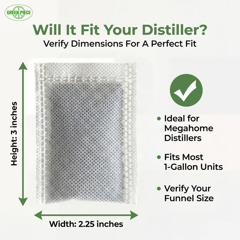 Green Piece® Activated Charcoal Water Filter Replacements (Made in USA) - Great for Megahome and Other Countertop Water Distillers - Pack of 36 - Deluxe Version 36 Count (Pack of 1)