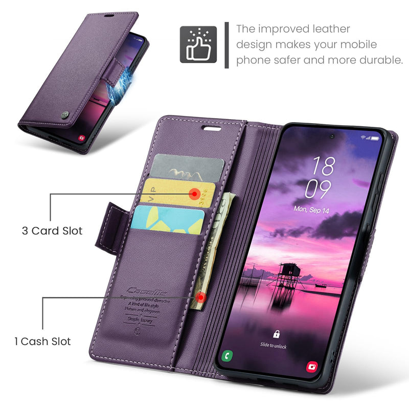 for Samsung Galaxy S26 Wallet Case with Card Holder, [2 in 1] PU Leather Flip Folio Case, RFID Blocking Credit Slots Kickstand Shockproof Phone Cover for Women Men, Black for S26 (6.3")