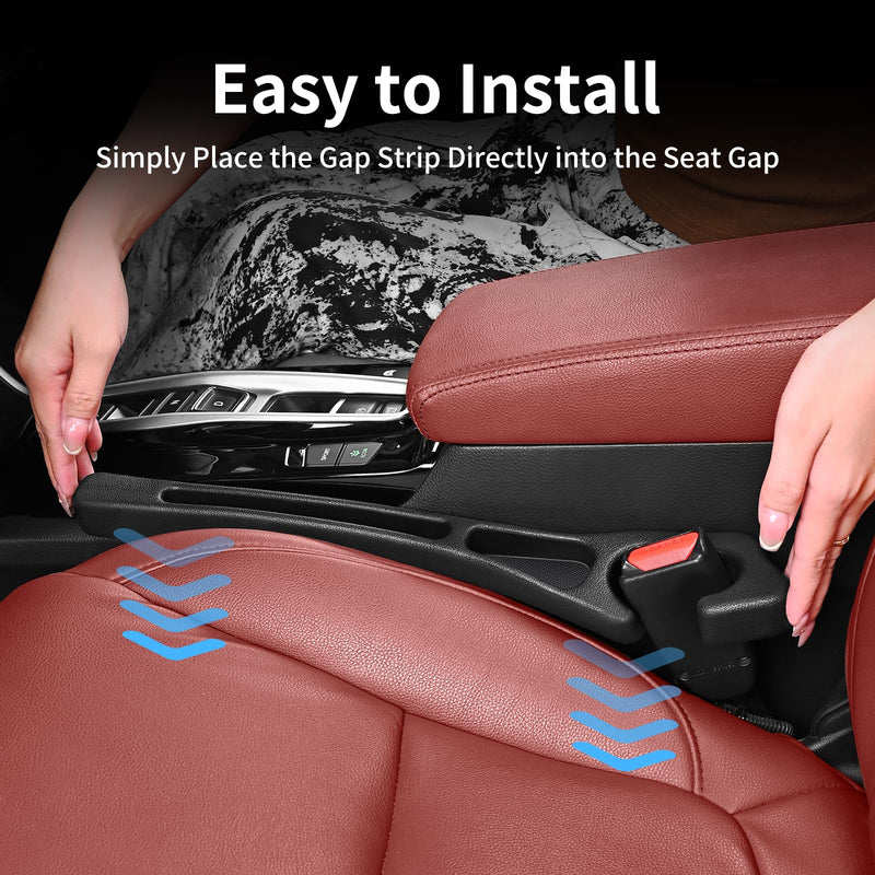 7F Car Seat Gap Filler, Organiser Between Seat and Centre Console, Universal Car Accessories, Fit SUV Truck Storage Black