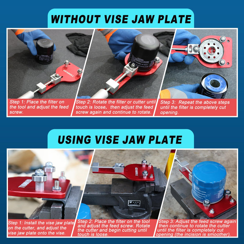 77750 Oil Filter Cutter Tool with Vise Jaw Plate, Oil Filter Cutter Cutting Tool for Filter Cutting Range 2-3/8" to 5"