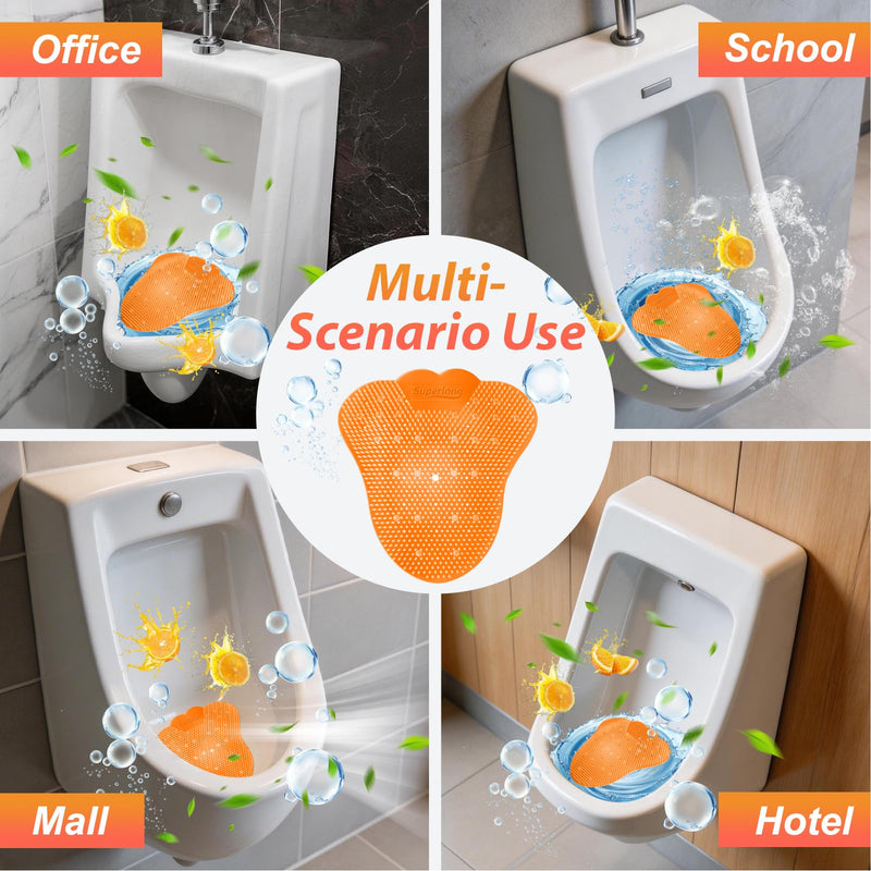 12 Pack Urinal Screen Deodorizer, Upgraded Urinal Cakes Anti-Splash Odor Control Long-Lasting Fresh Dry Wet Pads for Men Toilets in Restroom Office Hotel Mall Schools, Orange Citrus 1 Count (Pack of 12)