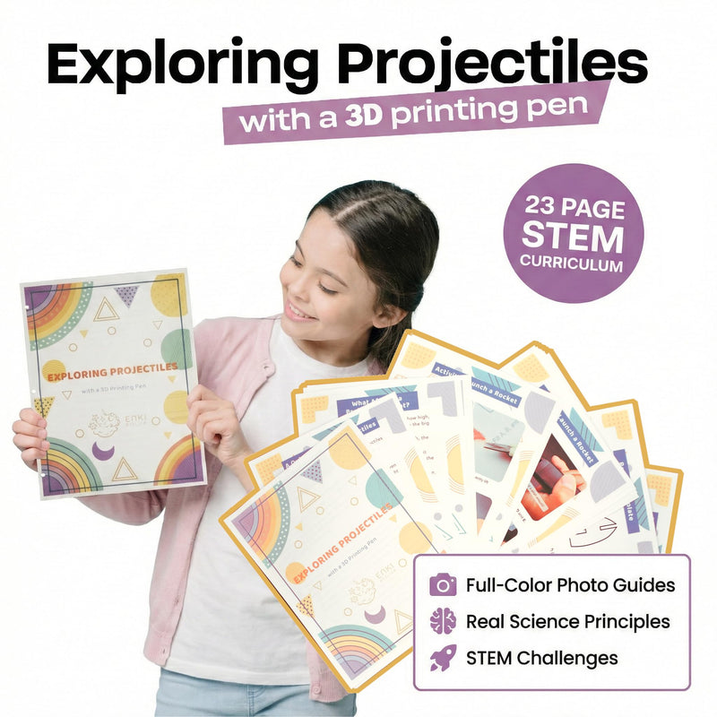 Rocket Launcher STEM Kit for 3D Pens (Pen Not Included) - Educational Engineering Activity Guide & Science Curriculum, Physics Projects for Kids 8-12, 90+ Pc Material Set Exploring Projectiles