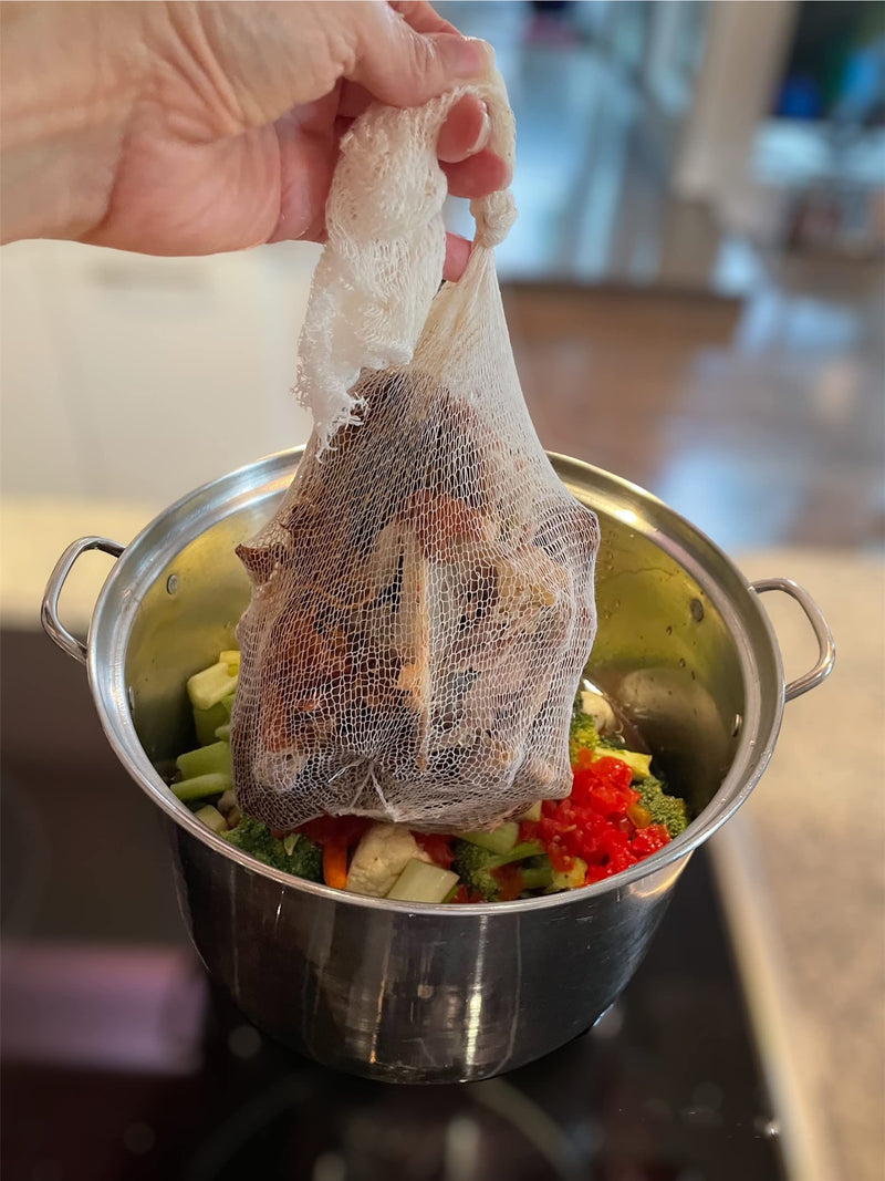 Regency Wraps Soup Socks, 24-inch 100 Pack, 100% Cotton Mesh Bags; for Clear Broths, Delicious Soups with No Straining; Fits Whole Chicken, Stew Meat, or Veggies Pack of 100