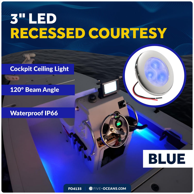 LED Ceiling Light, Round Cockpit, 3", Blue LED - FO4135 1-Pack