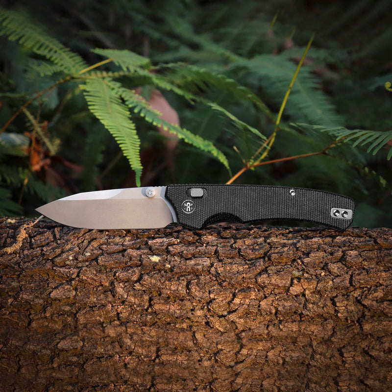 REMETTE PeakWD107- EDC Pocket Knife, 3.55’’ 14C28N Steel Rose Gold Blade, Liner Lock Micarta Handle - Lightweight Folding knives with Clip for Men & Women Hiking Outdoor (Silver) Silver