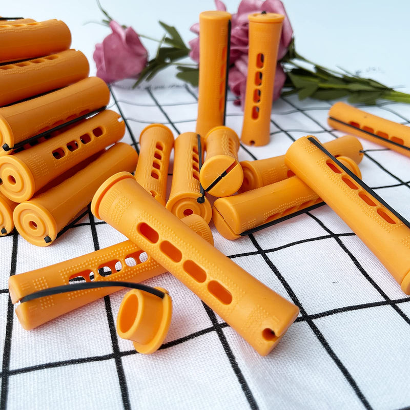 Perm Rods Hair Rollers Large Long Short Hair Styling Tool Hair Curlers for Natural Hair Dark Orange Color