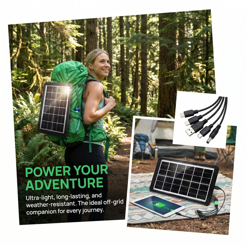 Solar Panel for Camera, 3W Solar Charger Compatible with Ring Spotlight & All-New Stick Up Outdoor Cam Battery, 10ft Long Cable with USB-C to Ring Barrel Plug Adapter (Black)