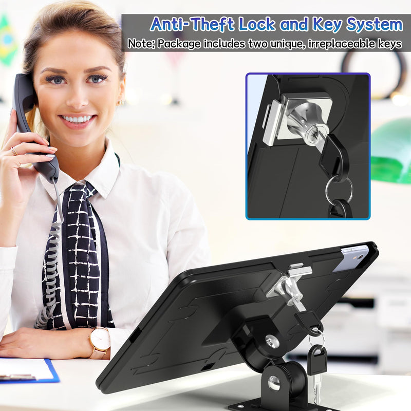 iPad Wall Mount – Tablet Wall Mount Holder with Anti-Theft Aluminum Security Lock System, Compatible ONLY with iPad 10.2-Inch (9th, 8th, 7th Gen.), Adjustable Design – Black