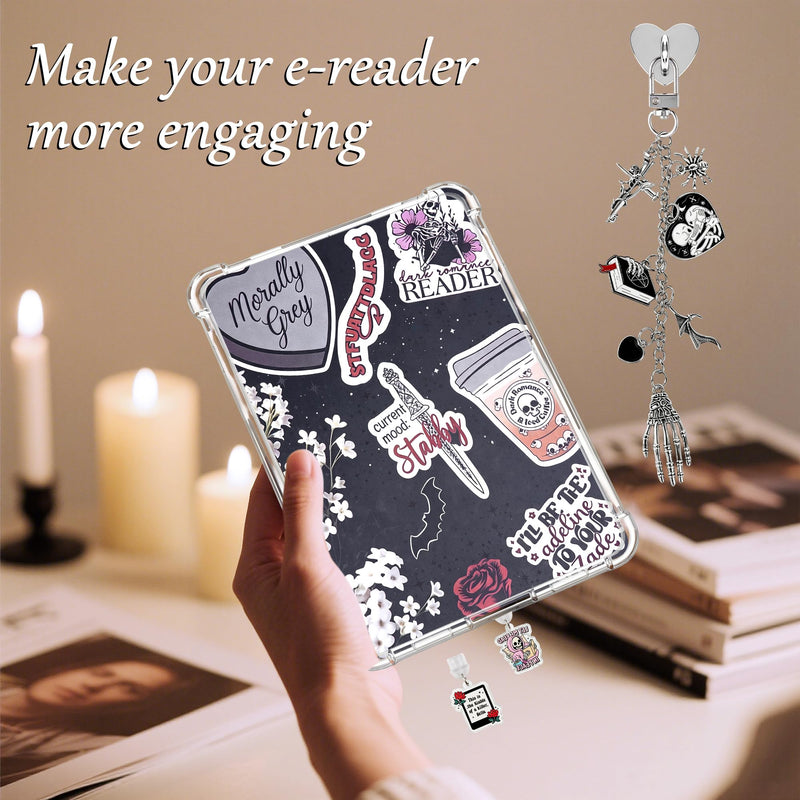 Mantveil Charm Chains for Kindle, 6PCS Dark Romance Accessories Charms | Including 1 Charm Chain, 2 Dust Plug Charm Type C, 4 Cardstock Insert, Compatible with Kindle Paperwhite 11th 12th Generation