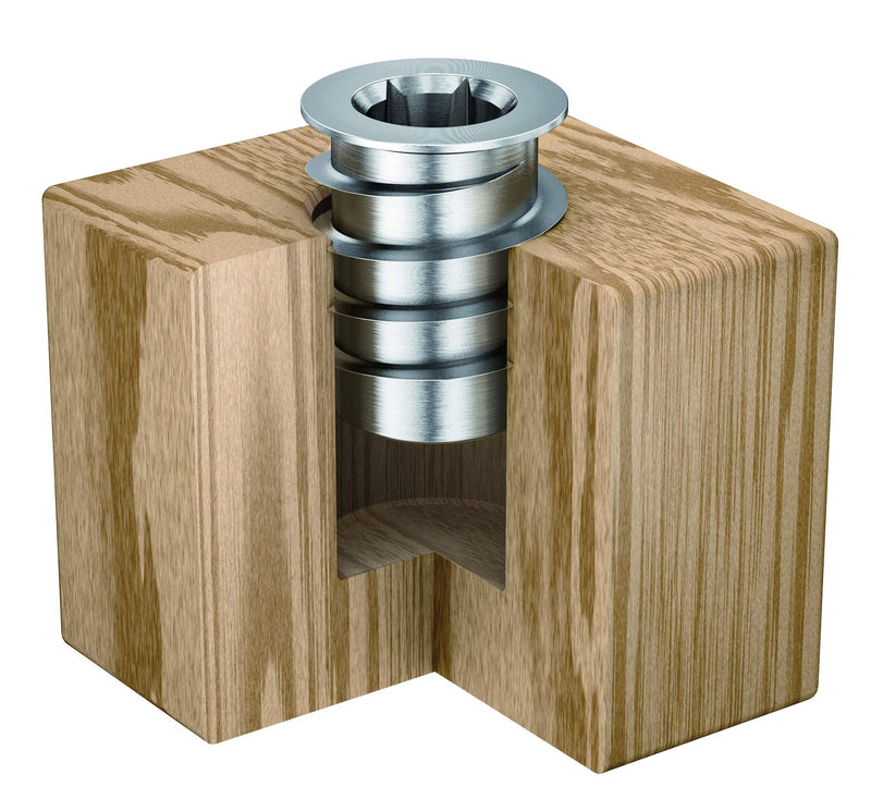 RAMPA® Made in Germany Threaded Steel Insert, (50 pcs.) with hex Drive 10-24 Internal Thread (d), 10mm Diameter (D) X 12mm Length (L) Works Best in All Wood Materials and substrates.