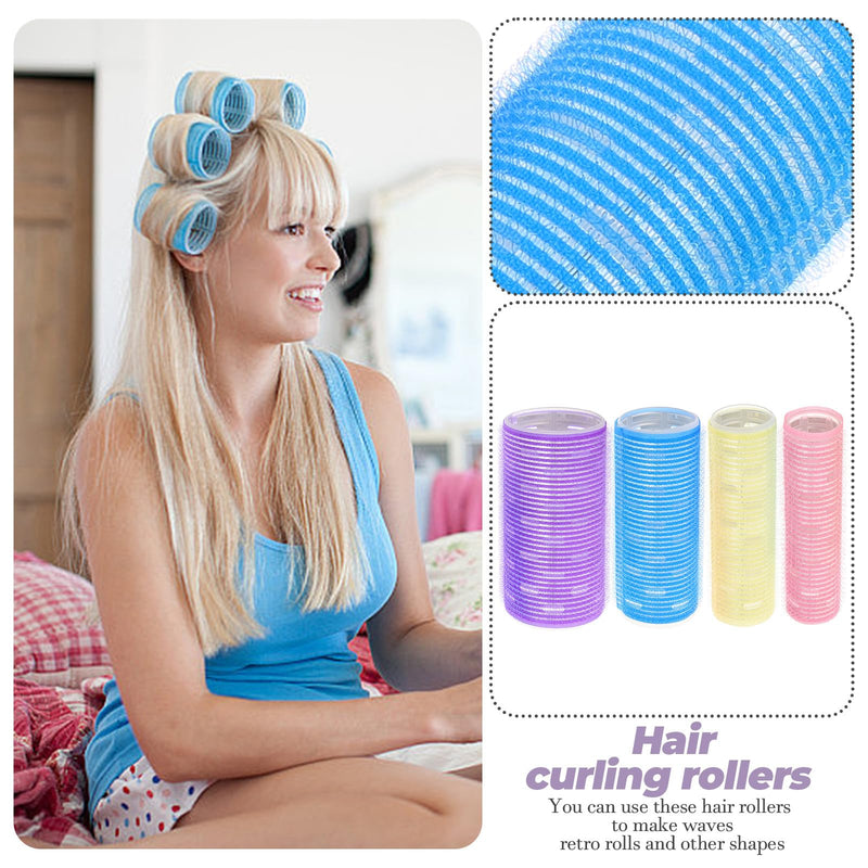  [AUSTRALIA] - jojofuny 4pcs Self-grip Hair Rollers Set for Long Hair Aluminum Heat-conductive Curlers Extended Length in Small Medium Large and Xl Sizes for Overnight Styling