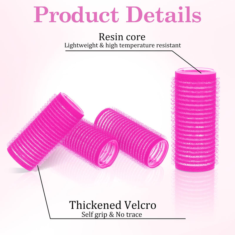  [AUSTRALIA] - 18Pcs Self Grip Hair Rollers with Small Comb Heatless Curler Pro Salon DIY Hairdressing Curlers Tools for Long Medium Short Hair Rose Red