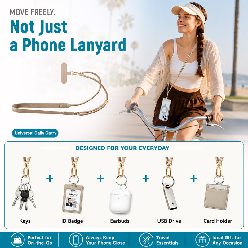 Staaar Universal Phone Lanyard Crossbody Strap–Designed for Comfort & Style, Adjustable for Neck Carry, Hands-Free Anti-Drop (Nude Gold) Nude Gold