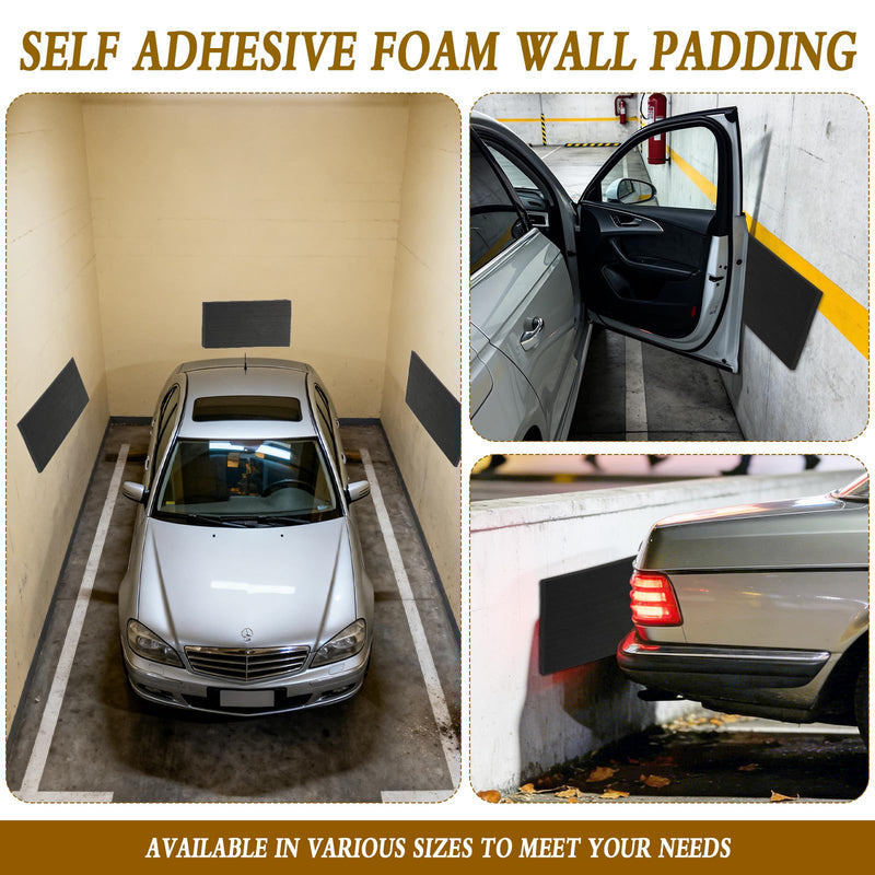  [AUSTRALIA] - 4-Pack Garage Wall Protector, 14.9”x7.8” Self-Adhesive EVA Foam Bumpers, Black Car Door Edge Guards for Parking, Wall Columns, Poles, Car Door & Bumper Collision Protection