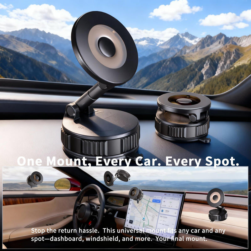 RayLink [Ultra Strong 120LB Vacuum Suction & 2800gf Magnet] Magnetic Phone Holder for You Car, 360° Adjustable for MagSafe Compatible Car Phone Mount for iPhone 17/16/15/14/13/12 Pro Max Plus