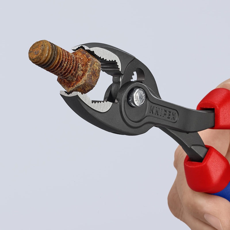 Knipex TwinGrip Adjustable Front Grip Plier Black with Multi-Component Sleeves 200mm 82 02 200 Flat