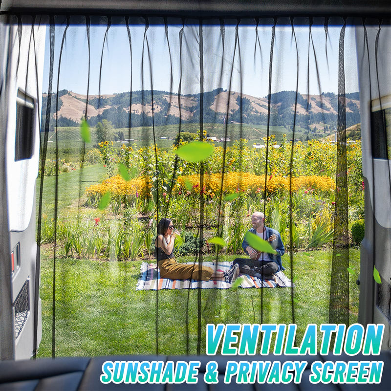 BLACKHORSE-RACING Magnetic Van Bug Fly Screen Replacement for Mercedes Sprinter Vans and Other Campervans, Magnetic Mosquito Net for Motorhome RV Sliding Door Van Screen Bug Mesh - Large