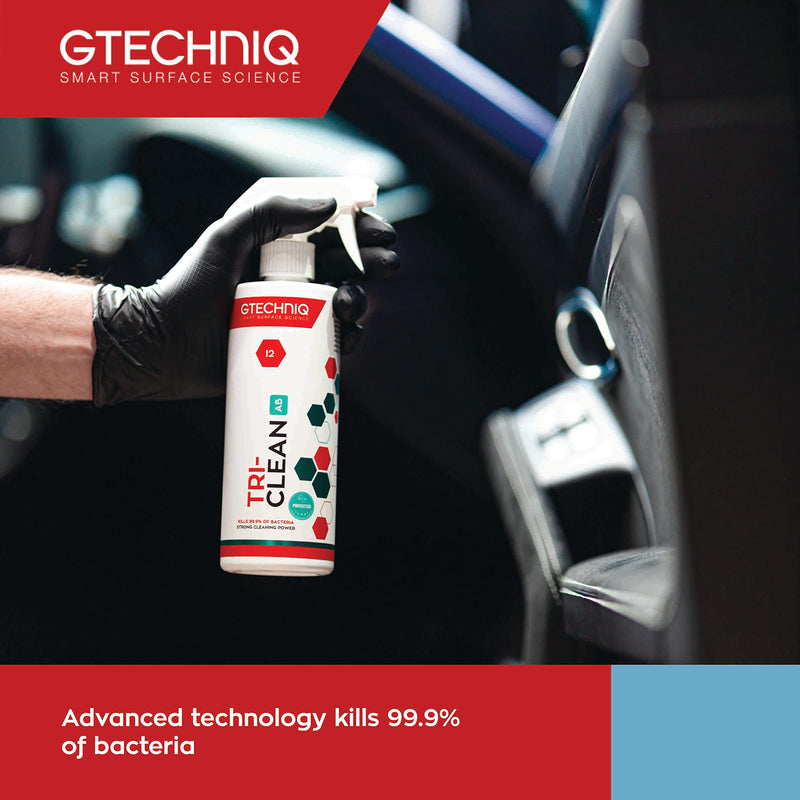Gtechniq - I2 Tri-Clean - All-Surface Automotive Interior Odor Absorber; Ensure Surfaces Remain Fresh; Remove Dirt Attracting Residues; Safe on Leather, Dash, Carpets, Upholstery (500 milliliters) 16.9 Fl Oz (Pack of 1)