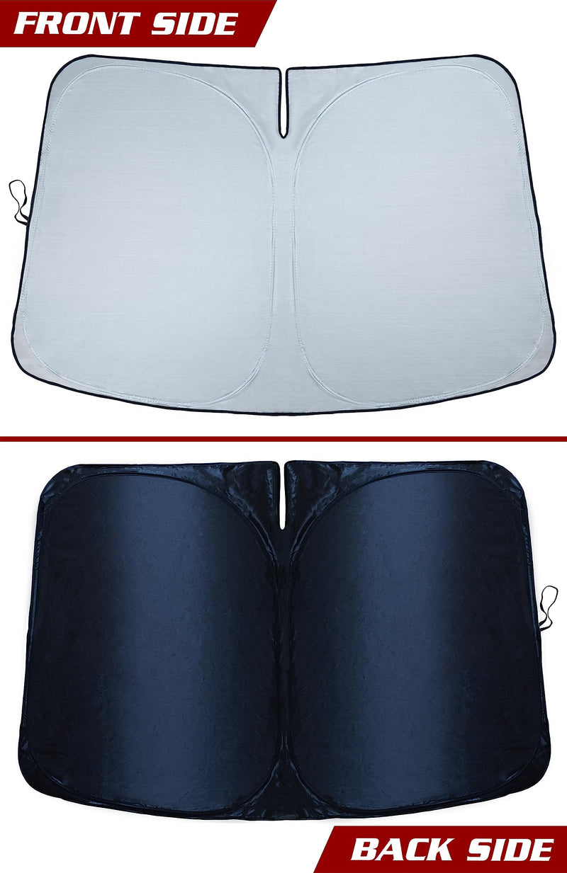 Magnelex Tesla Windshield Sunshade for Model 3 / Model Y | Reflective 240T Material Car Sun Visor with Mirror Cut-Out. Tesla Model 3 Sunshade and Tesla Model Y Sunshade | Foldable Sun Shield for Tesla Model 3/Y