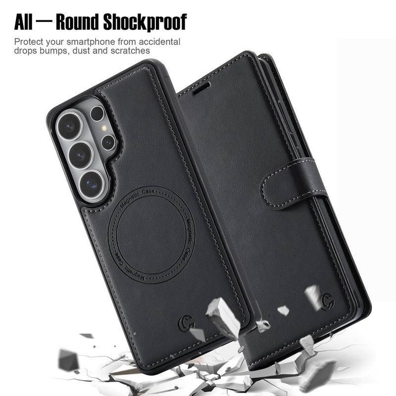 for Samsung Galaxy S26 Ultra Wallet Case, 2-in-1 Detachable Black | Magnetic Case Wallet, PU Leather Flip Cover with Card Holder & Wrist Strap, Detachable Wallet Phone Case, Black
