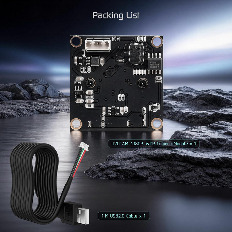 1080P USB2.0 UVC Camera, 121° Wide Angle, True Low-Light HDR WDR Camera, Built-in Mic, Plug & Play Webcam for PC, Raspberry Pi and All SBCs, Support Windows, Linux, Android, Mac OS.