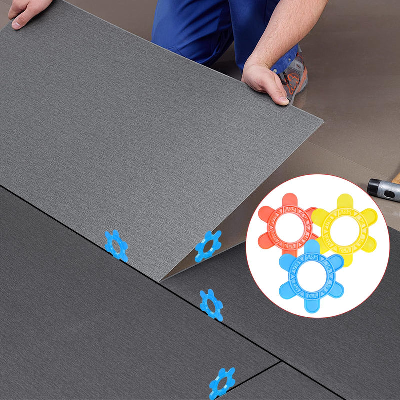 200 Pcs Reusable Hexagon Tile Spacers 1–5mm, 6 Sizes in 1 Large 6.7cm Plastic Tile Leveling Shims, Colour Coded Gap Clips for Wall & Floor Tiling, Fast Removal (Blue) 200Pcs Blue