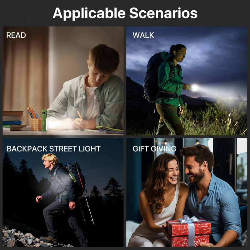 EDC Flashlight Rechargeable,1200 Lumens Ultra Bright Flat Flashlight with 9 Modes, Portable Pocket Flash Lights with UV Light,Magnetic Flash Light for Working Green