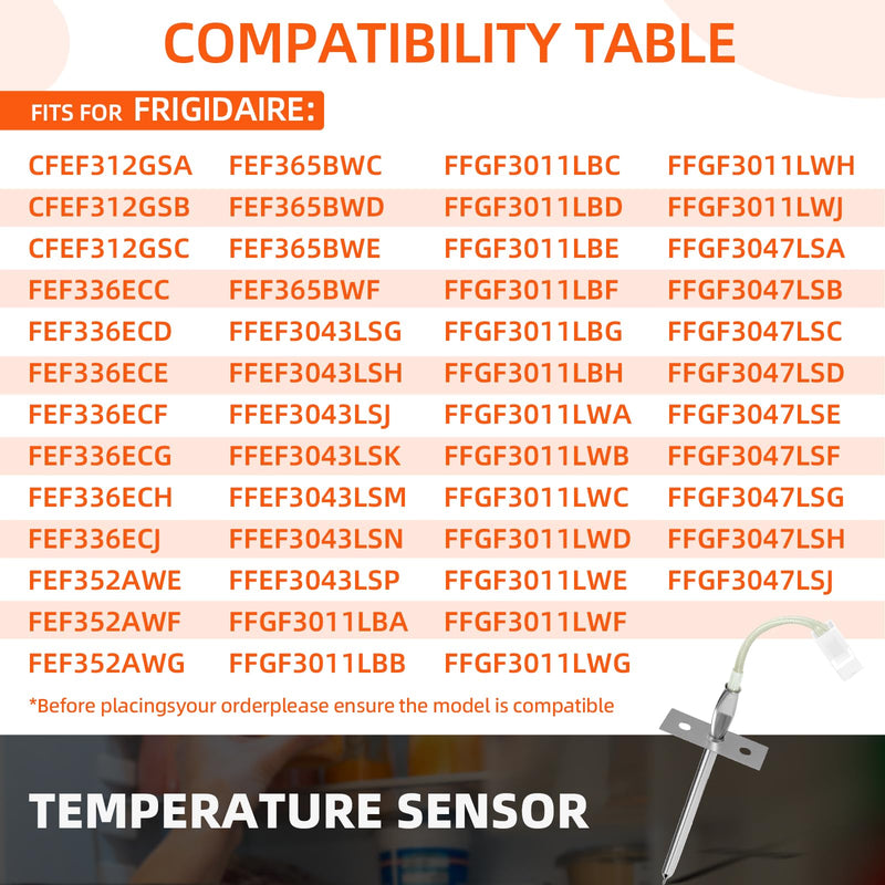 FFGF3047LSF CFEF312GSA Oven Sensor Temperature Probe Fit for Frigidaire Oven CFEF312GSB CFEF312GSC FEF336ECC FEF336ECE FEF336ECG FEF336ECJ FEF352AWE FEF352AWF FEF352AWG FEF365BWC FEF365BWD FEF365BWF