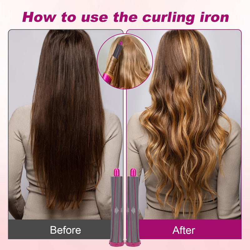 4 in 1 Hair Styling Tools for Dyson Airwrap HS01 HS05 HS08 | Includes 2 Long Curling Barrels Attachment, 1 Round Volumizing Brush, 1 Adapter 4 Pieces