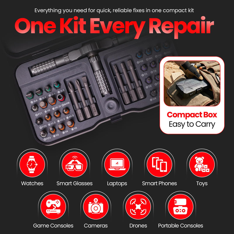 66 in 1 Magnetic Screwdriver Set, Magnetic Ratchet Screwdriver Set with Multi-Bit Ratcheting Handle & Bit Magnetizer, Compact Repair Tool Kit with Storage Case for Furniture, Computer, Bicycle and DIY