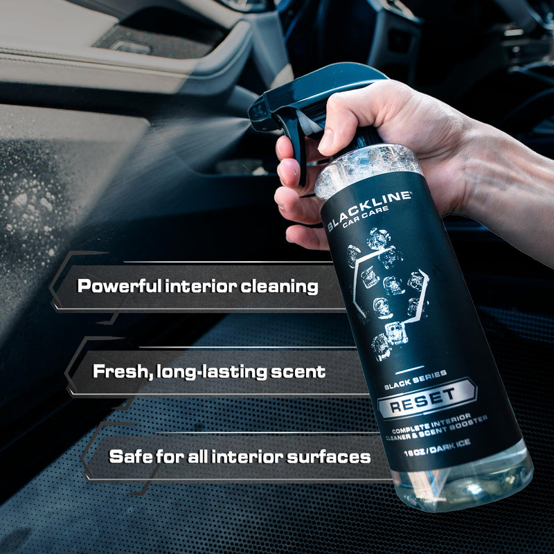 Blackline Luxury Scented Leather Interior Car Cleaner Reset Deep Cleans & Deodorizes All Surfaces, pH-Neutral High-Foam Formula, Long-Lasting Premium Fragrance and Deodorization for Car Dark Ice 16 Fl Oz (Pack of 1)