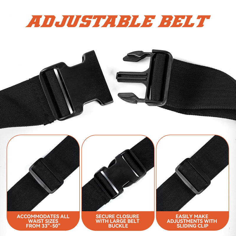 Ultra-Thick Men's Tool Belts Fits Waist 31”to 52” Adjustable Oxford Work Pouch with 15 Durable Pockets, Ideal for Repair & Electrical Work (Orange, Extra Large) Orange