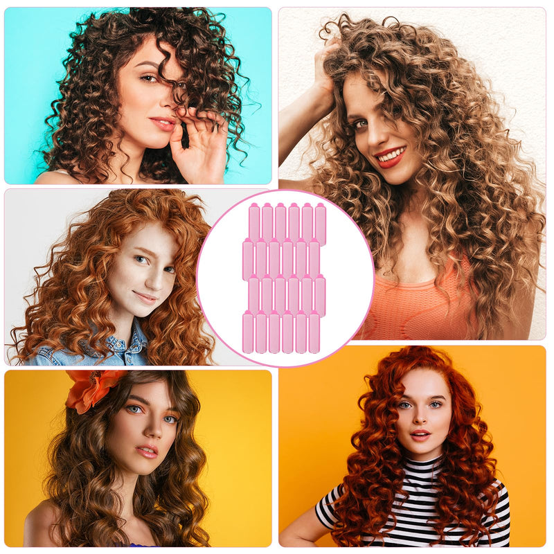  [AUSTRALIA] - 24Pcs Foam Hair Rollers for Women, Heatless Sponge Rollers for Hairsleeping, Short Thin Mediumhair, Foam Sponge Hair Roller, and 1 Rat Tail Comb for Hairdressing Styling(Pink)