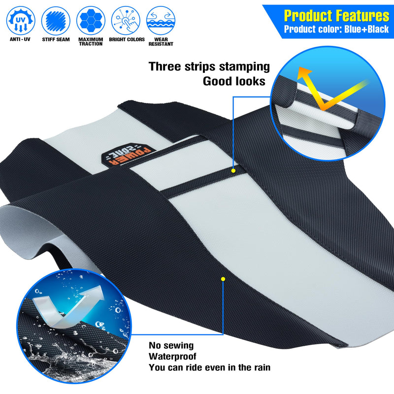Universal Ribbed Dirt Bike Seat Cover - Gripper Soft Seat Cover for Most Dirt Pit Bike Motorcycle Black-White
