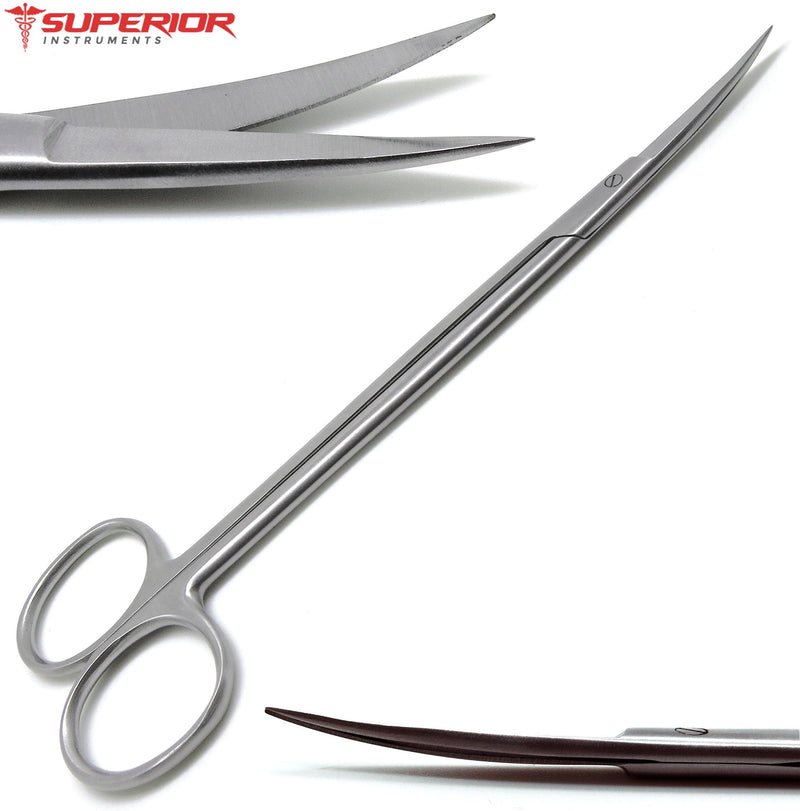 2 Pcs Dental Surgical Medical ENT Scissors Kelly Straight & Curved 7" Sharp/Sharp Instruments