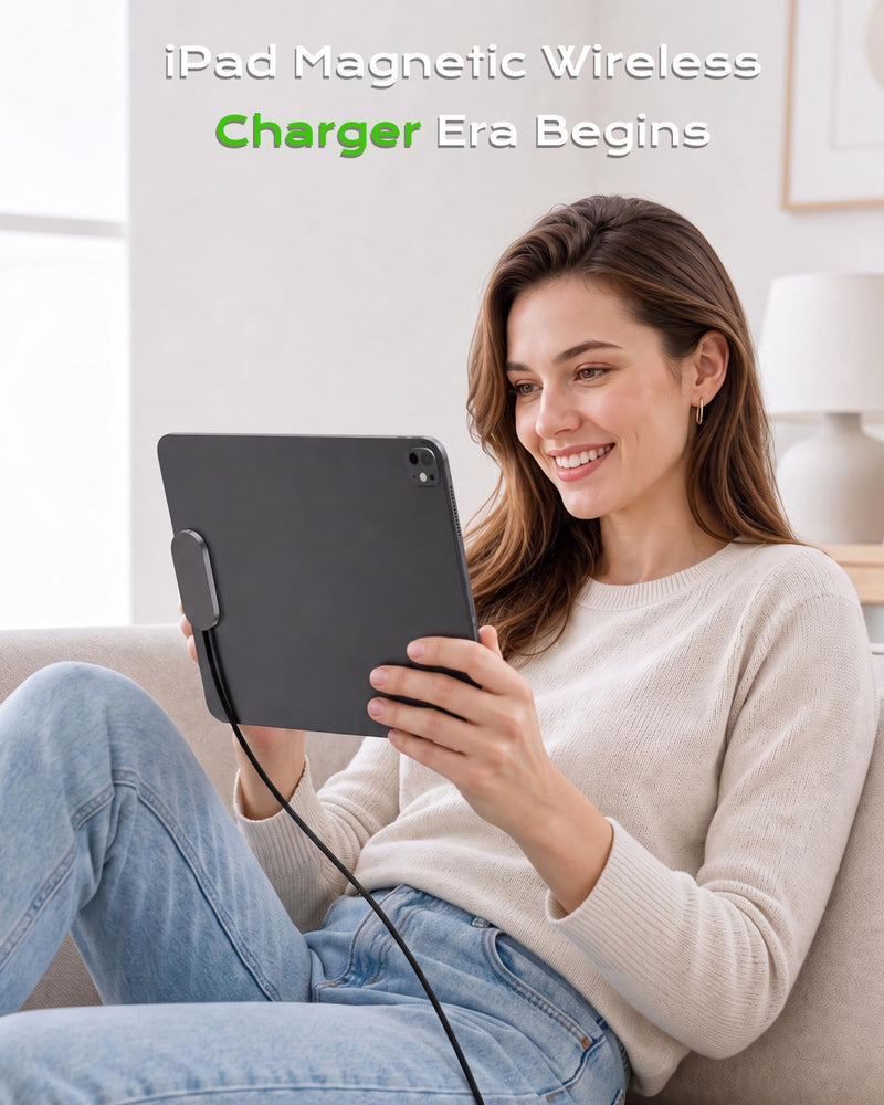 Magnetic Wireless Charger for iPad, PIN Smart Connector Charger | for iPad Pro 11 (1st/2nd/3rd/4th) & iPad Air 11 (M2/M3/M4) & Air 10.9 (4th/5th)ONLY, 18W Wireless Charging Pad (Adapter Not) iPad Pro 11" 1-4 & Air 11" M2/M3/M4 &Air 10.9" 4/5